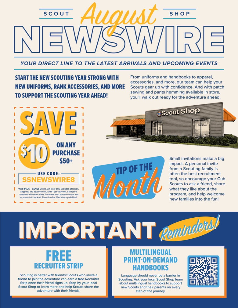 image for August Scout Shop Newswire