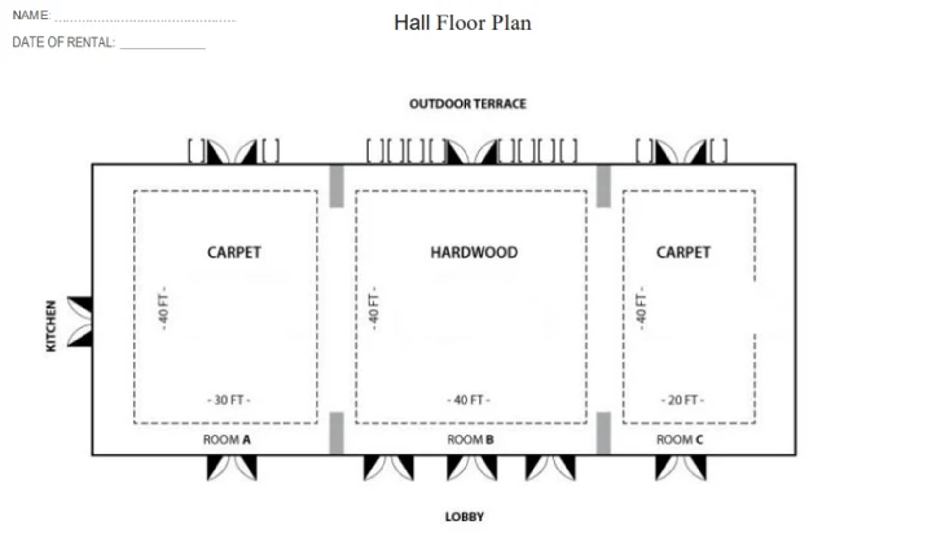Rental hall floor plan